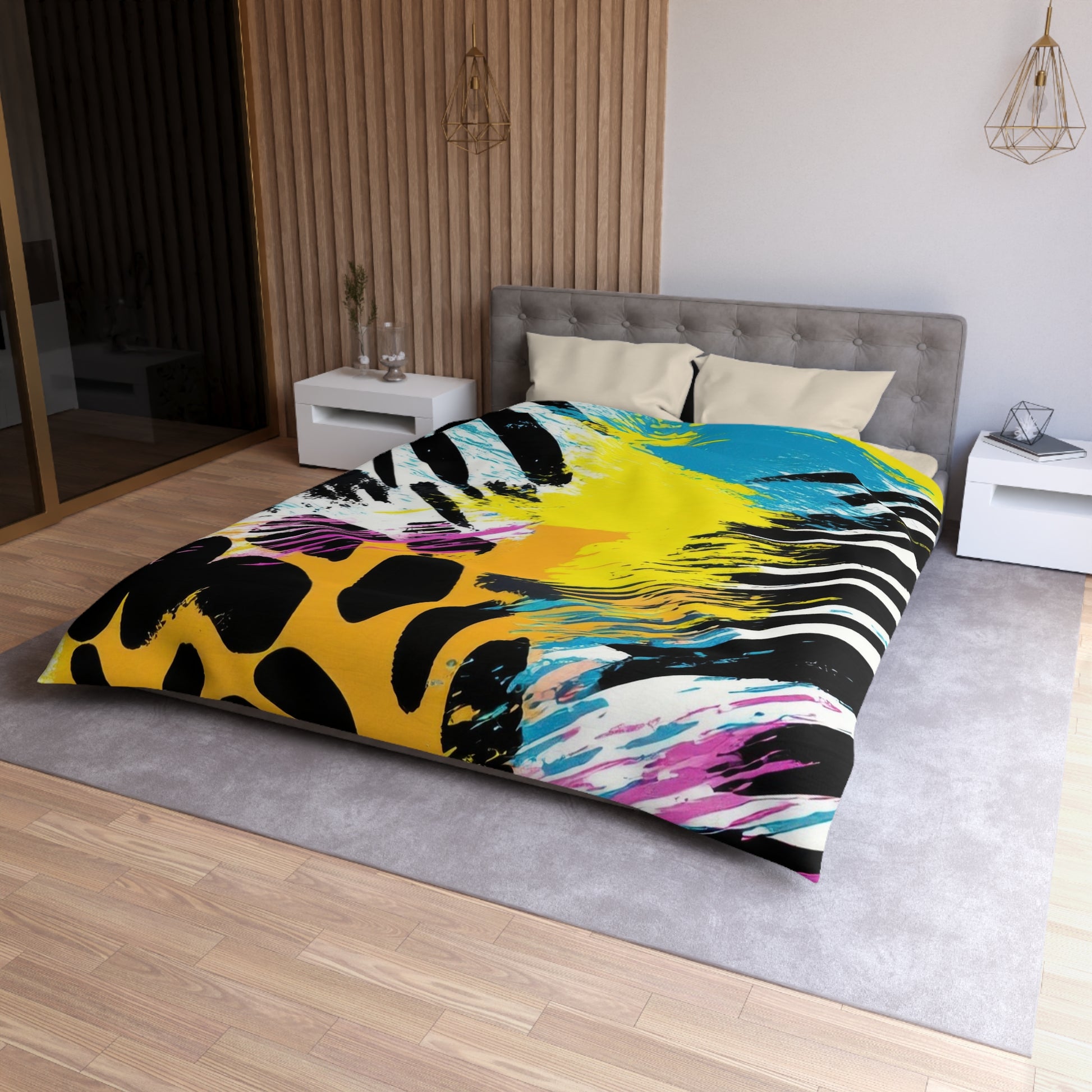 Zebra Stripes x Leapord Print x Paint Splatter Multi-Color Microfiber Duvet Cover, Artsulli - Art is Long, Life is Short, Home Decor, , , , , , , 