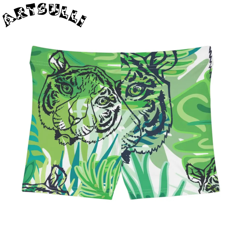JAKKOUTTHEBXX Tropical Jungle Tigers Green Women’s Shorts (AOP)