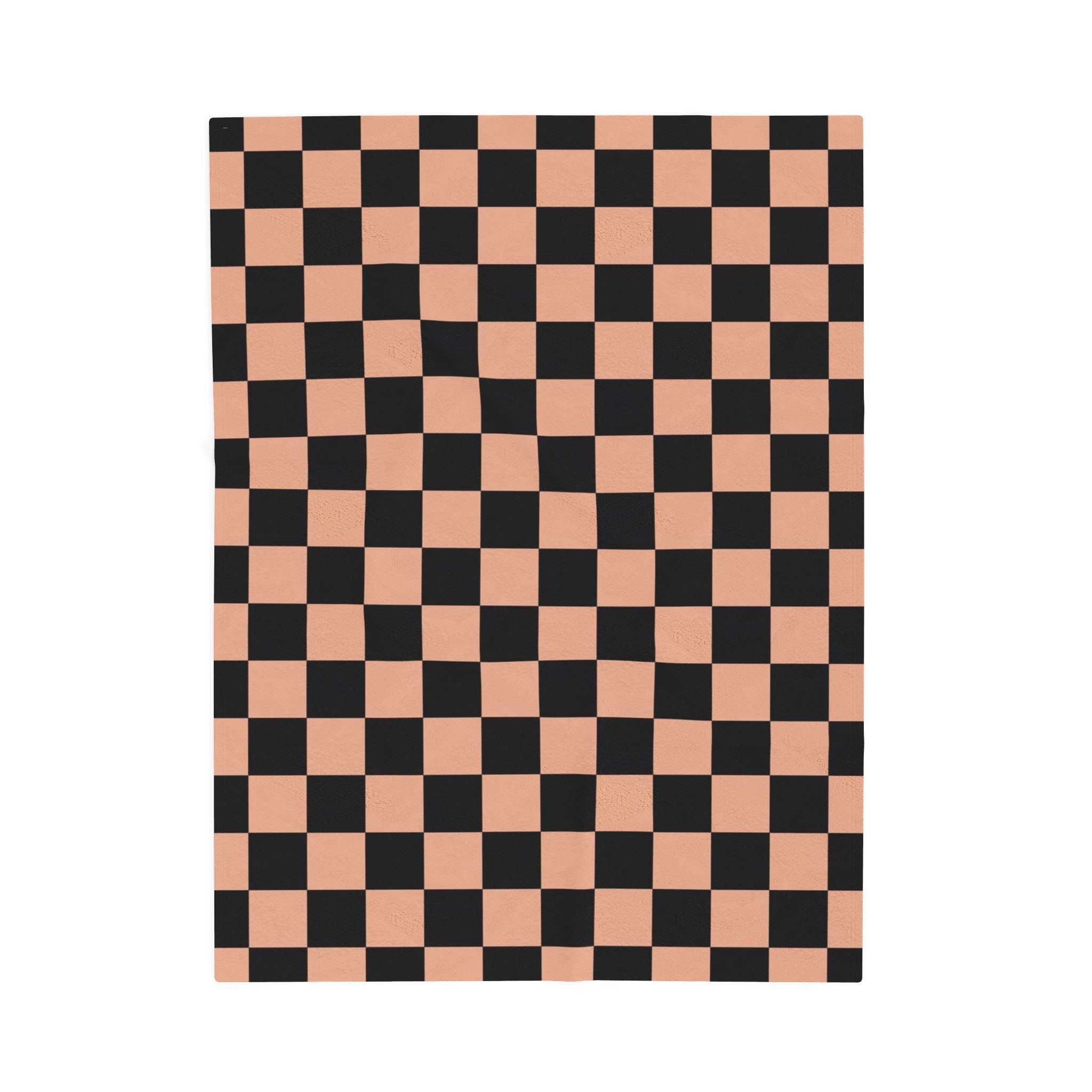 Checkerboard Soft Orange and Black Velveteen Plush Blanket, Artsulli - Art is Long, Life is Short, All Over Prints, Size, 30" × 40", , , , , 10860618725463681812