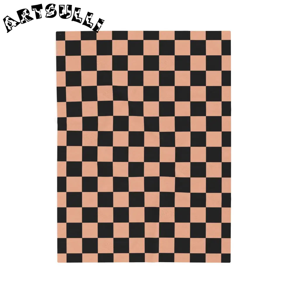 JAKKOUTTHEBXX Checkerboard Soft Orange and Black Velveteen Plush