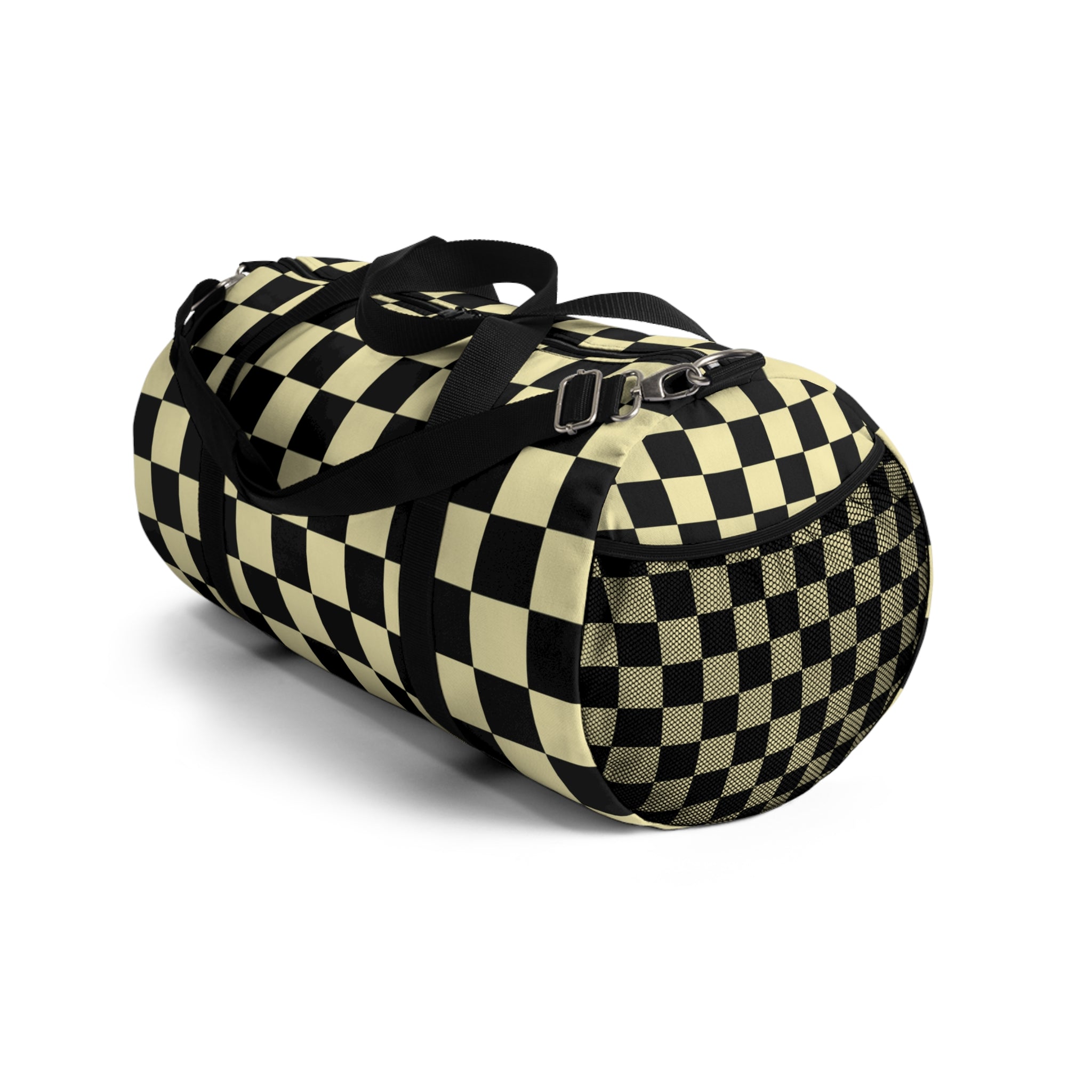 Checkerboard Black and Yellow Duffel Bag, Artsulli - Art is Long, Life is Short, Bags, , , , , , , 