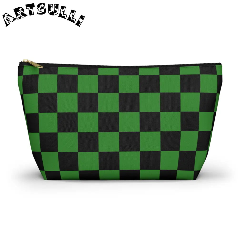 JAKKOUTTHEBXX Checkerboard Green and Black Accessory Pouch w