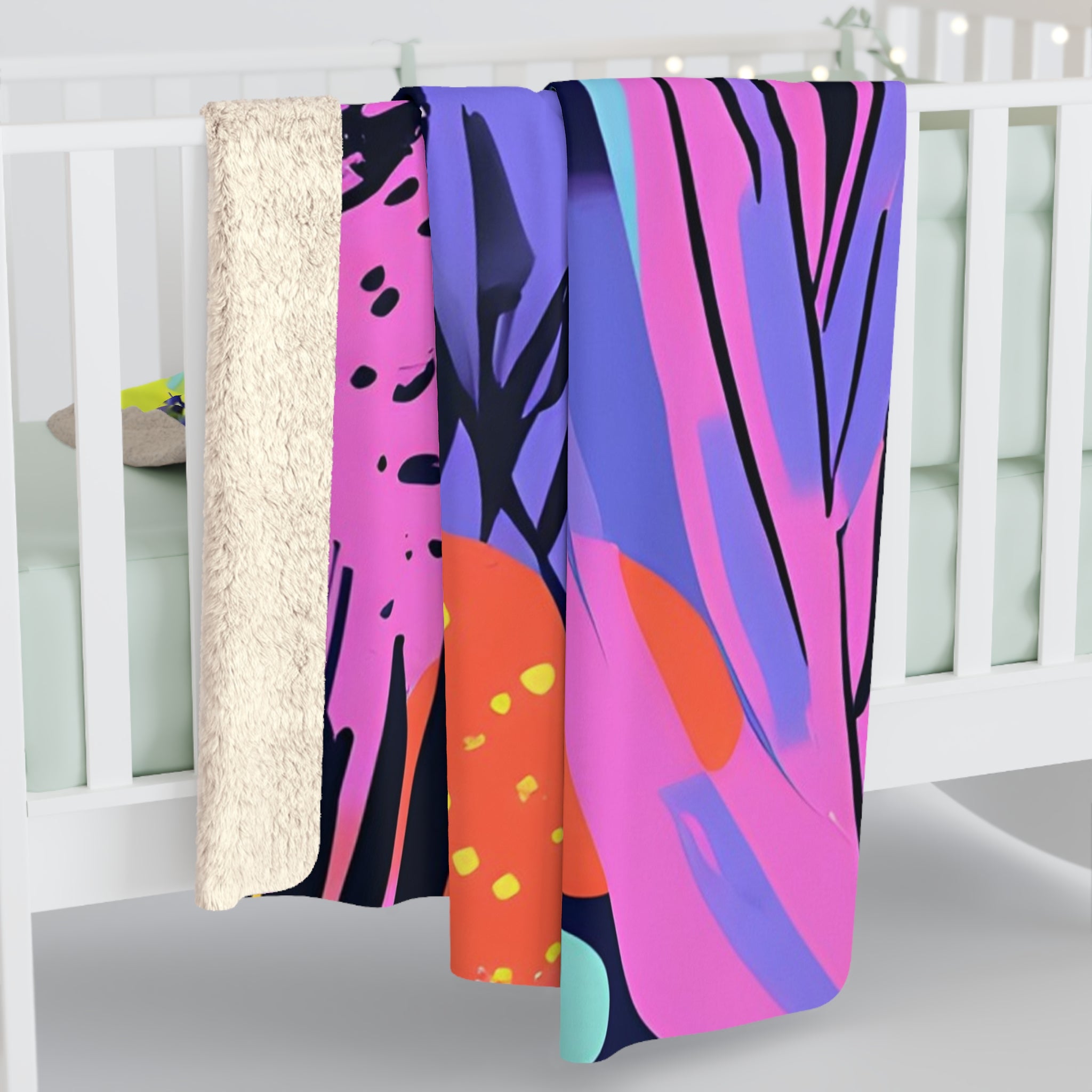 Dark Neon Rainforest Sherpa Fleece Blanket, Artsulli - Art is Long, Life is Short, Home Decor, , , , , , , 