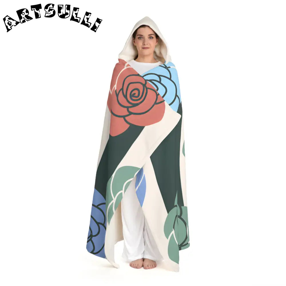 JAKKOUTTHEBXX Stripes x Roses Black and White Hooded Sherpa Fleece