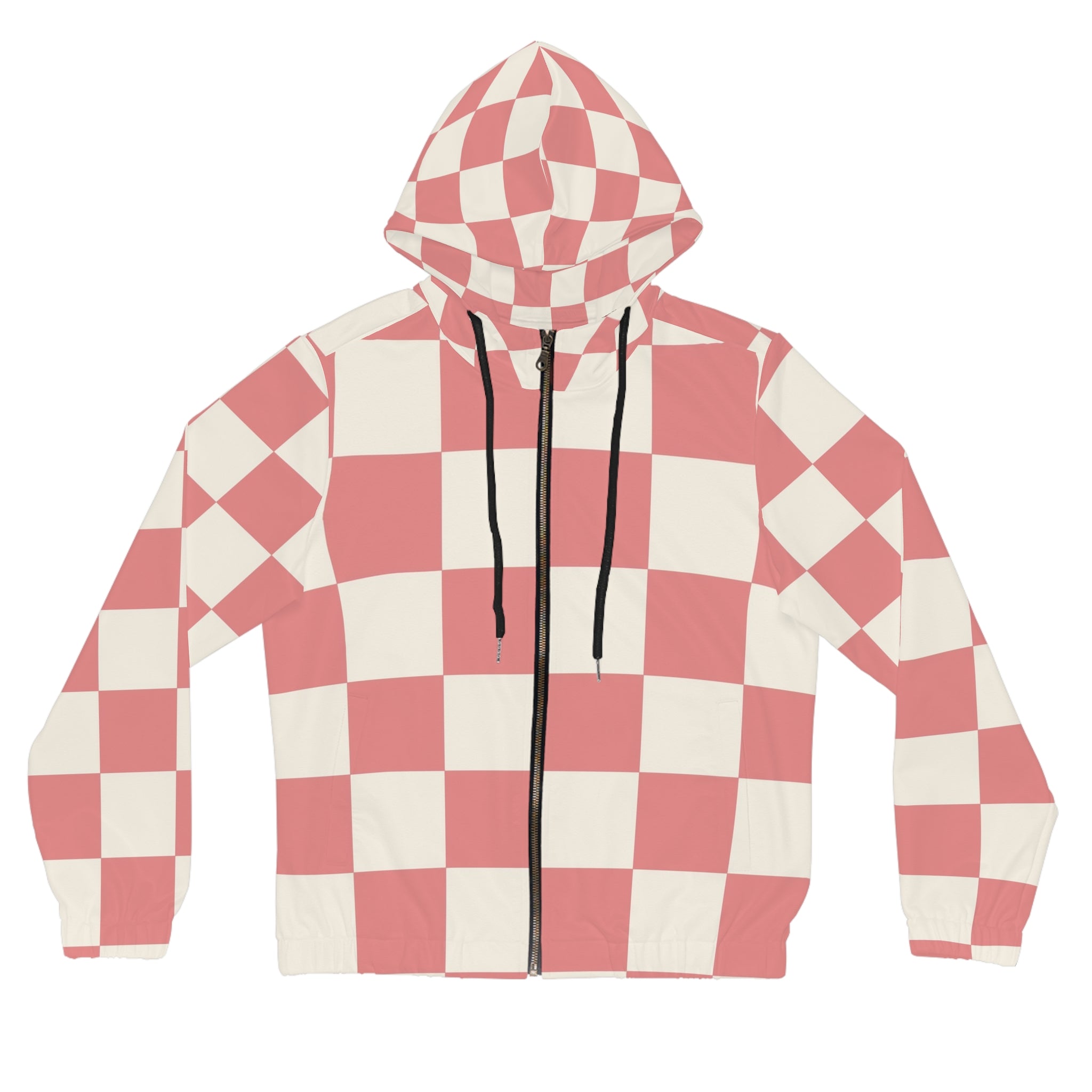 Retro Checkered Grassland Sprites Women’s Full-Zip Hoodie (AOP), Artsulli - Art is Long, Life is Short, All Over Prints, Size, XS, Color, Black, , , 14247210385322264028