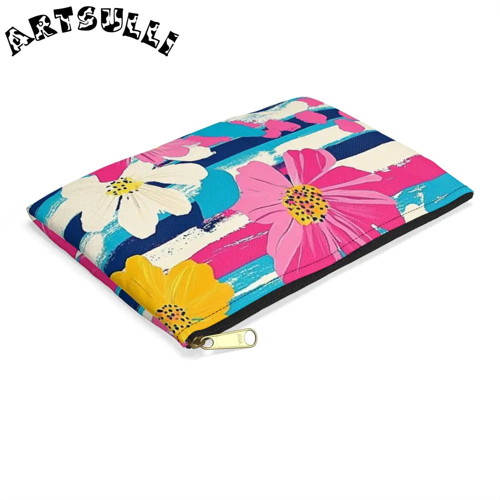 JAKKOUTTHEBXX Dayglo Floral Stripes II Multi-Color Accessory Pouch