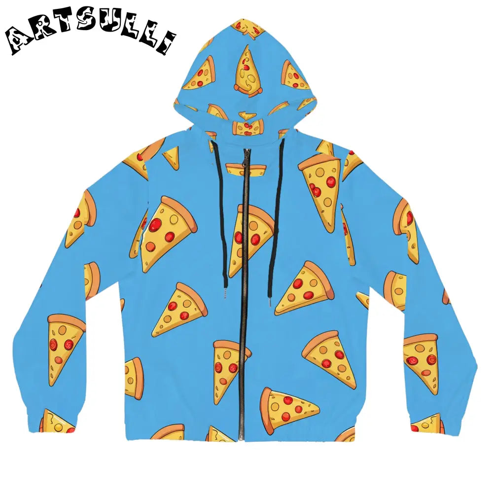JAKKOUTTHEBXX Blue Pizza Dreamscape Women’s Full-Zip Hoodie (AOP)