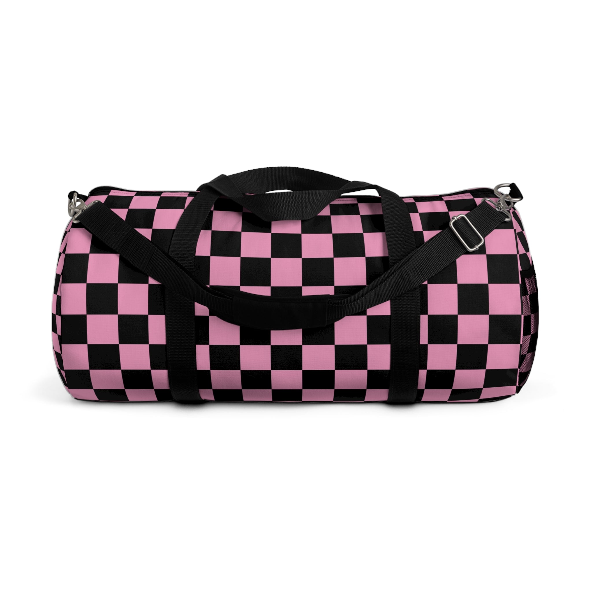 Checkerboard II Black and Pink Duffel Bag, Artsulli - Art is Long, Life is Short, Bags, Size, Large, , , , , 84737662225019583296