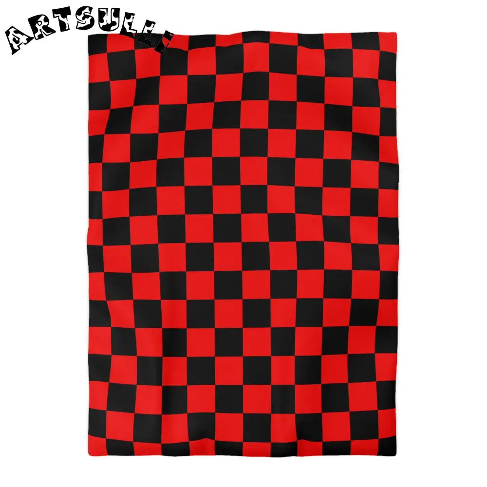 JAKKOUTTHEBXX Checkerboard Red and Black Microfiber Duvet Cover