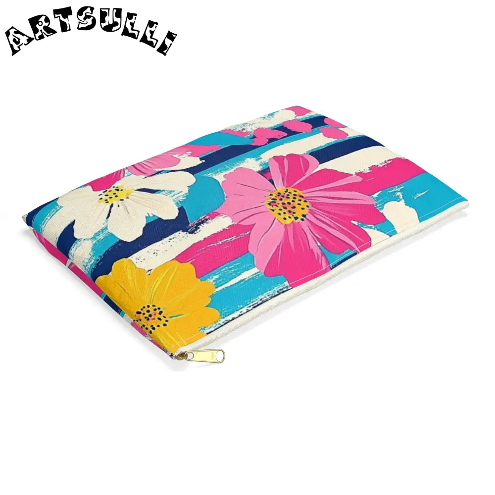 JAKKOUTTHEBXX Dayglo Floral Stripes II Multi-Color Accessory Pouch