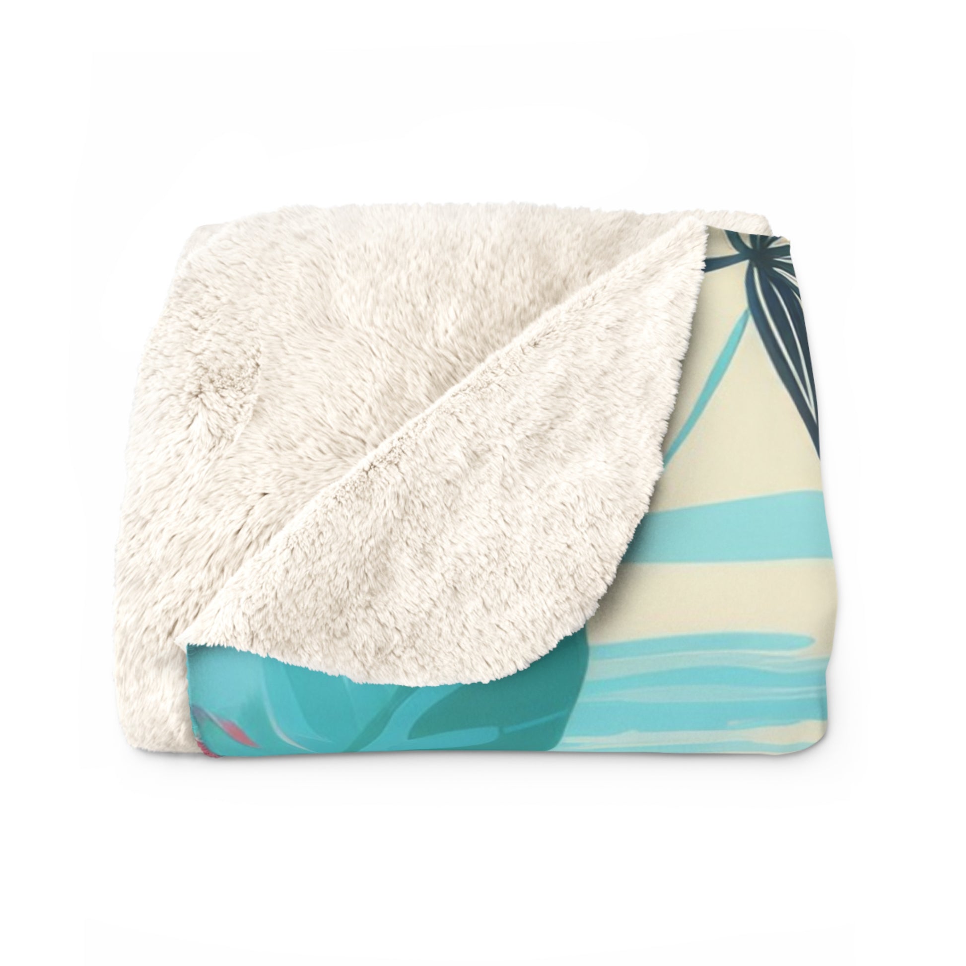 Tropical Palm Beach Paradise Multi-Color Sherpa Fleece Blanket, Artsulli - Art is Long, Life is Short, Home Decor, , , , , , , 