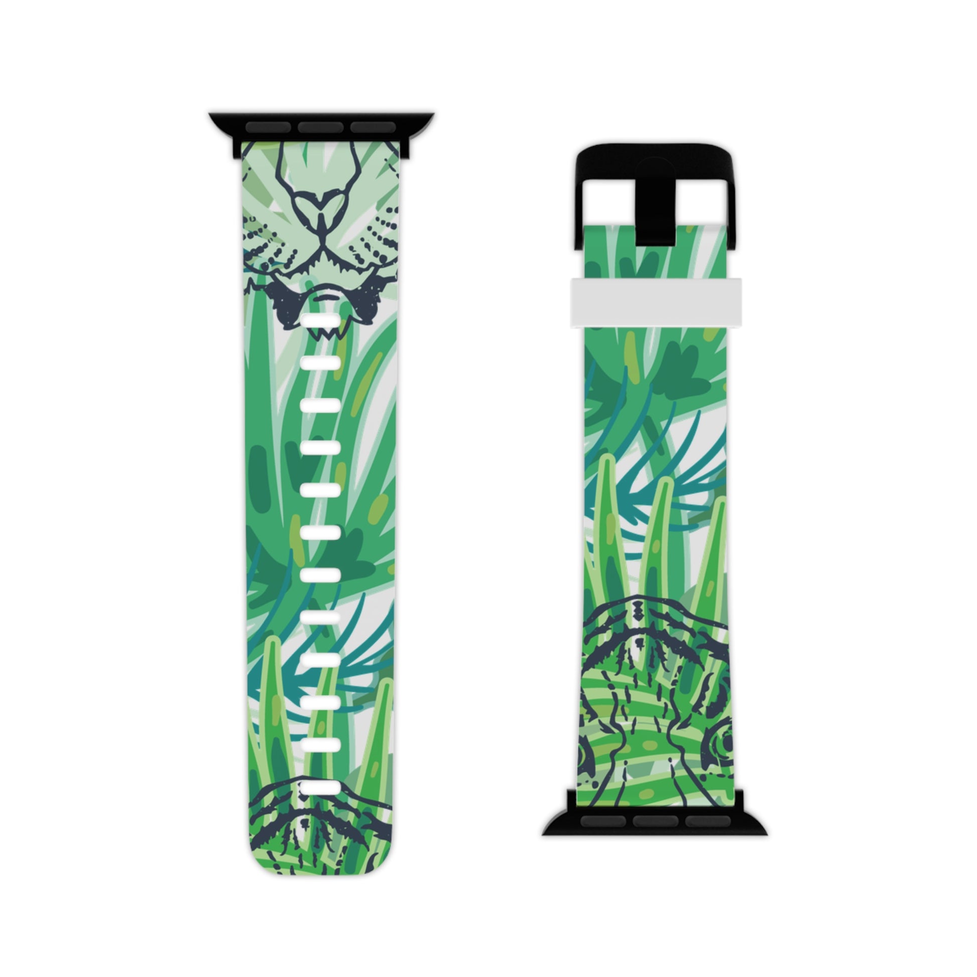 Tropical Jungle Tigers Green Watch Band for Apple Watch, Artsulli - Art is Long, Life is Short, Accessories, , , , , , , 