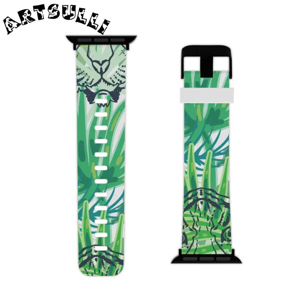 JAKKOUTTHEBXX Tropical Jungle Tigers Green Watch Band for Apple