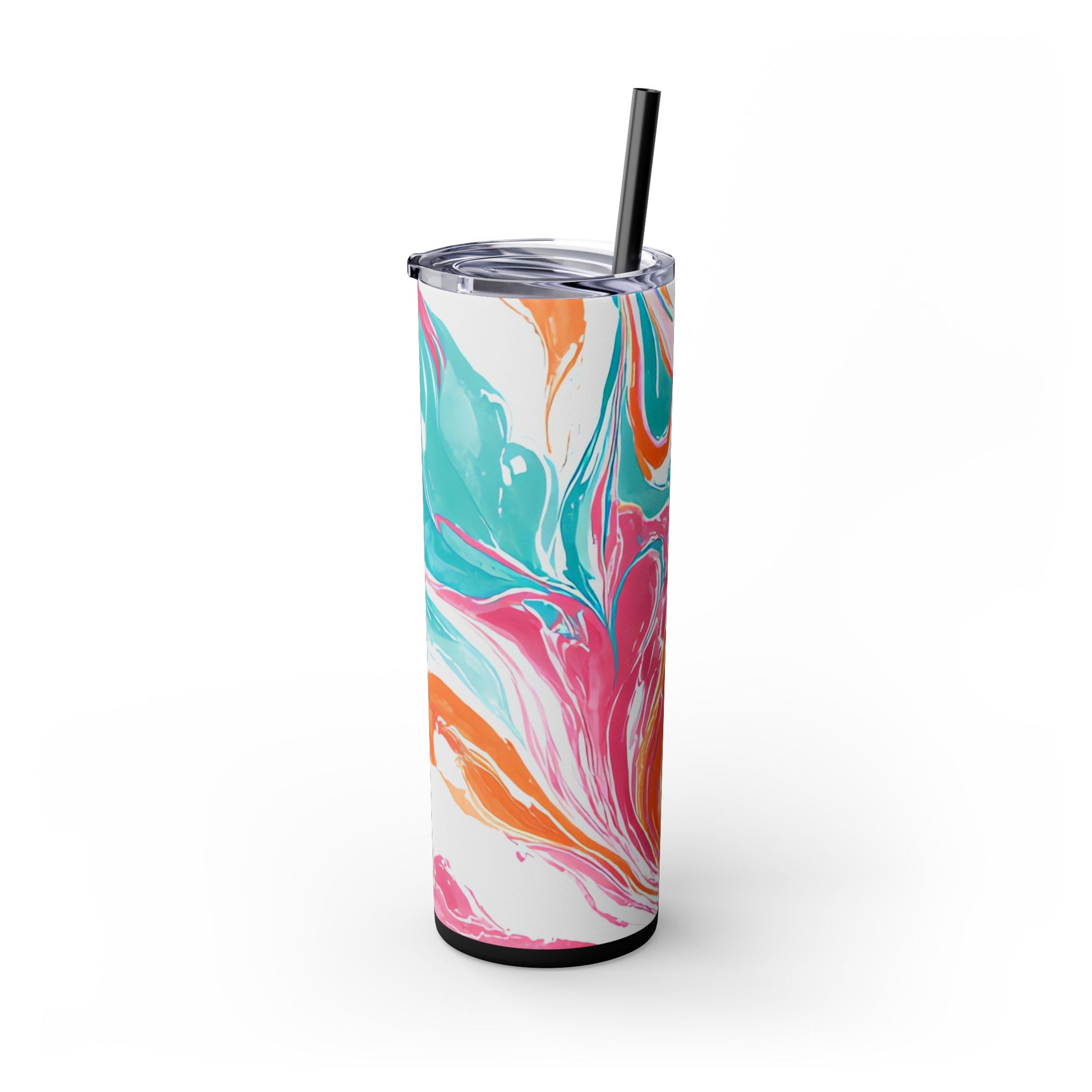 Liquid Pastel Spill Multi-Color Skinny Tumbler with Straw, 20oz, Artsulli - Art is Long, Life is Short, Mug, , , , , , , 