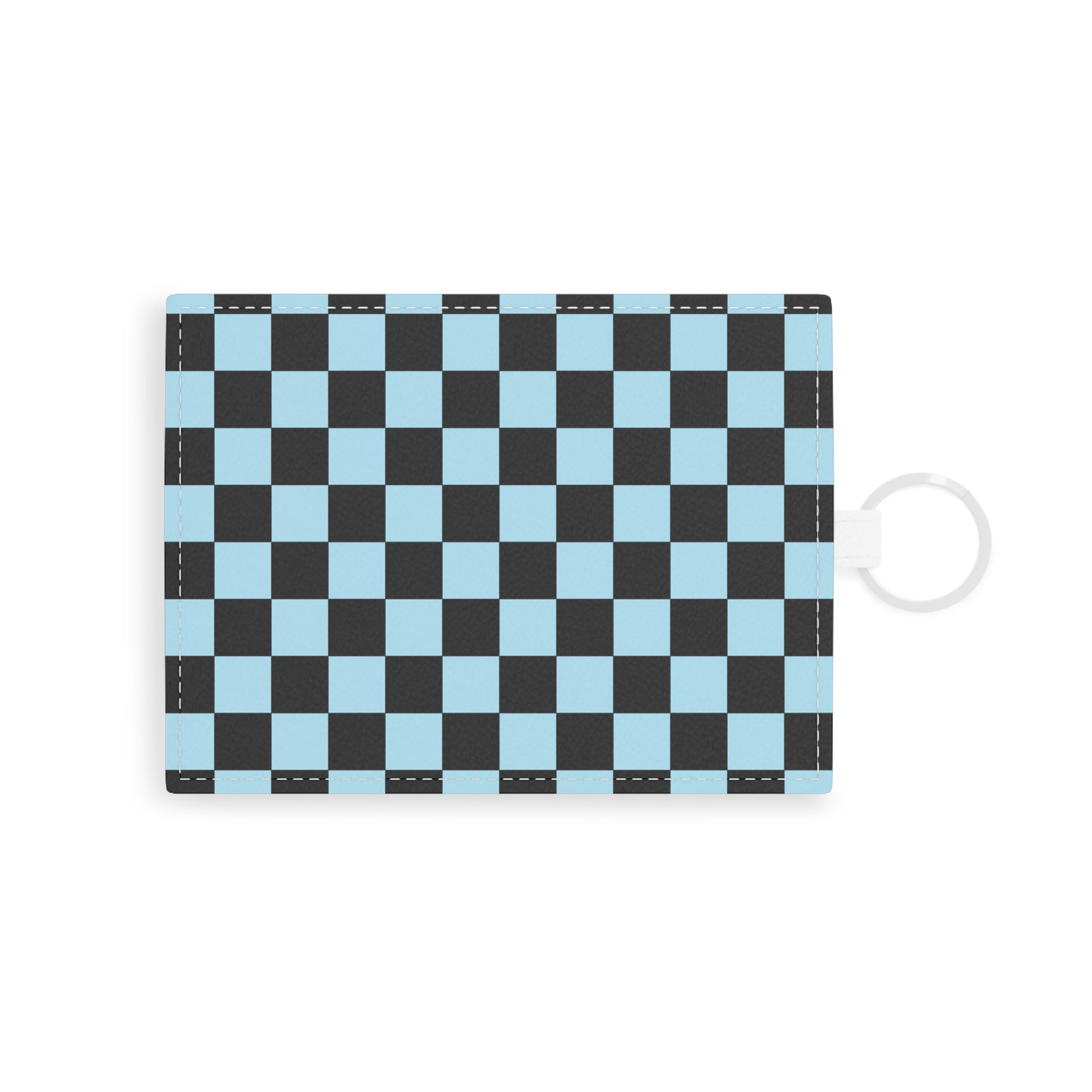 Checkerboard Black and Blue Saffiano Leather Card Holder, Artsulli - Art is Long, Life is Short, Accessories, Size, One size, Color, White, , , 26741057835267759642