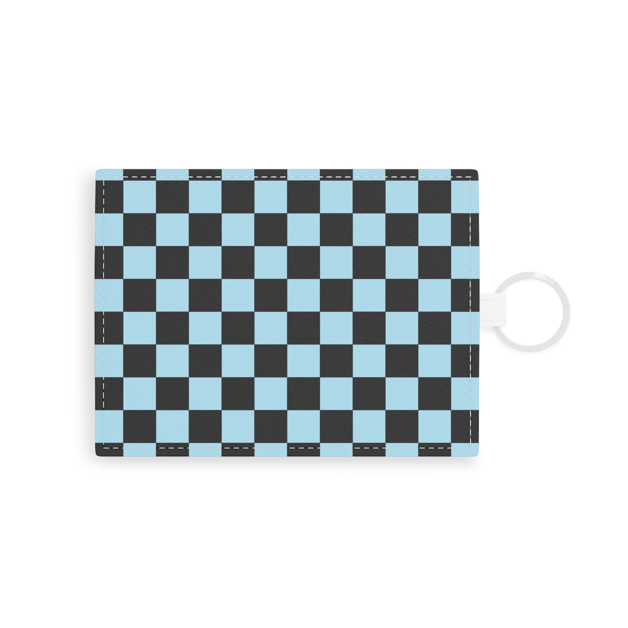 Checkerboard Black and Blue Saffiano Leather Card Holder, Artsulli - Art is Long, Life is Short, Accessories, Size, One size, Color, White, , , 26741057835267759642