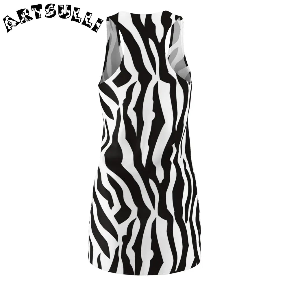 JAKKOUTTHEBXX Black and White Zebra Illustration Printed Racerback