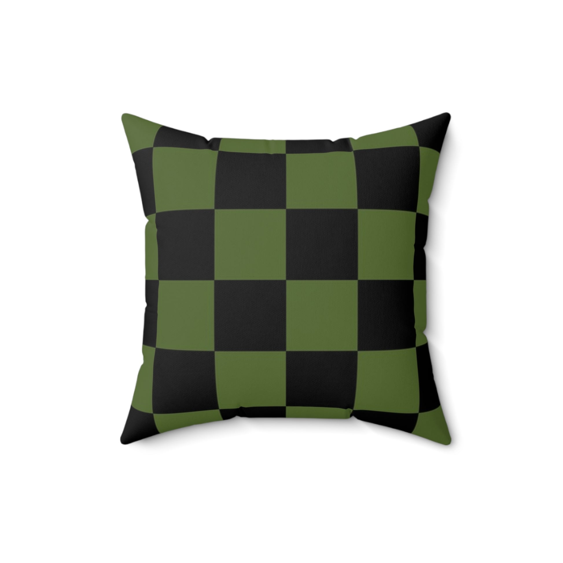Checkerboard Olive Green and Black Spun Polyester Square Pillow, Artsulli - Art is Long, Life is Short, Home Decor, , , , , , , 