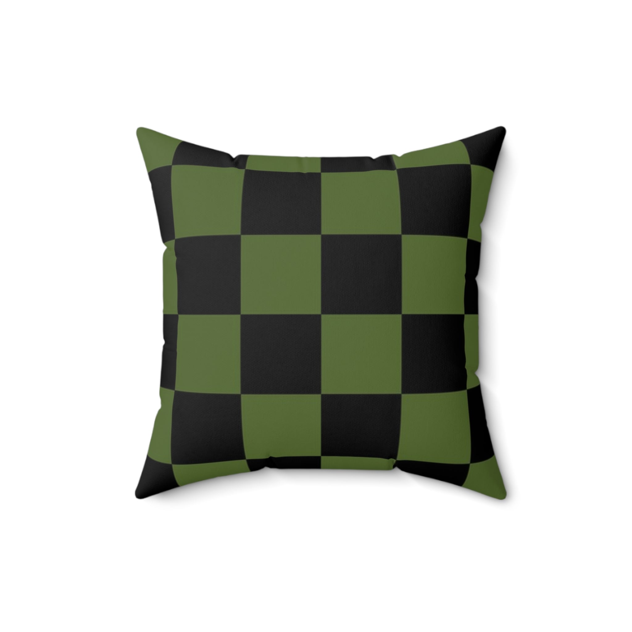 Checkerboard Olive Green and Black Spun Polyester Square Pillow, Artsulli - Art is Long, Life is Short, Home Decor, , , , , , , 