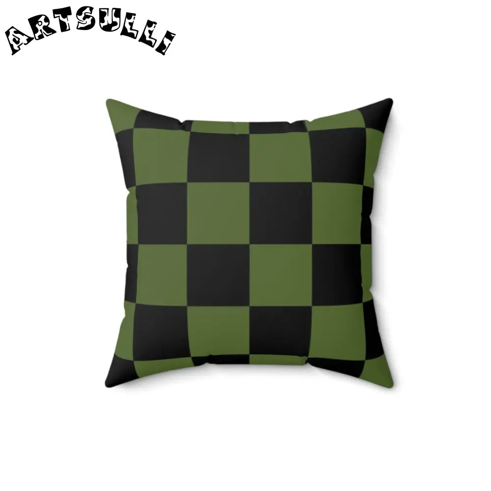 JAKKOUTTHEBXX Checkerboard Olive Green and Black Spun Polyester