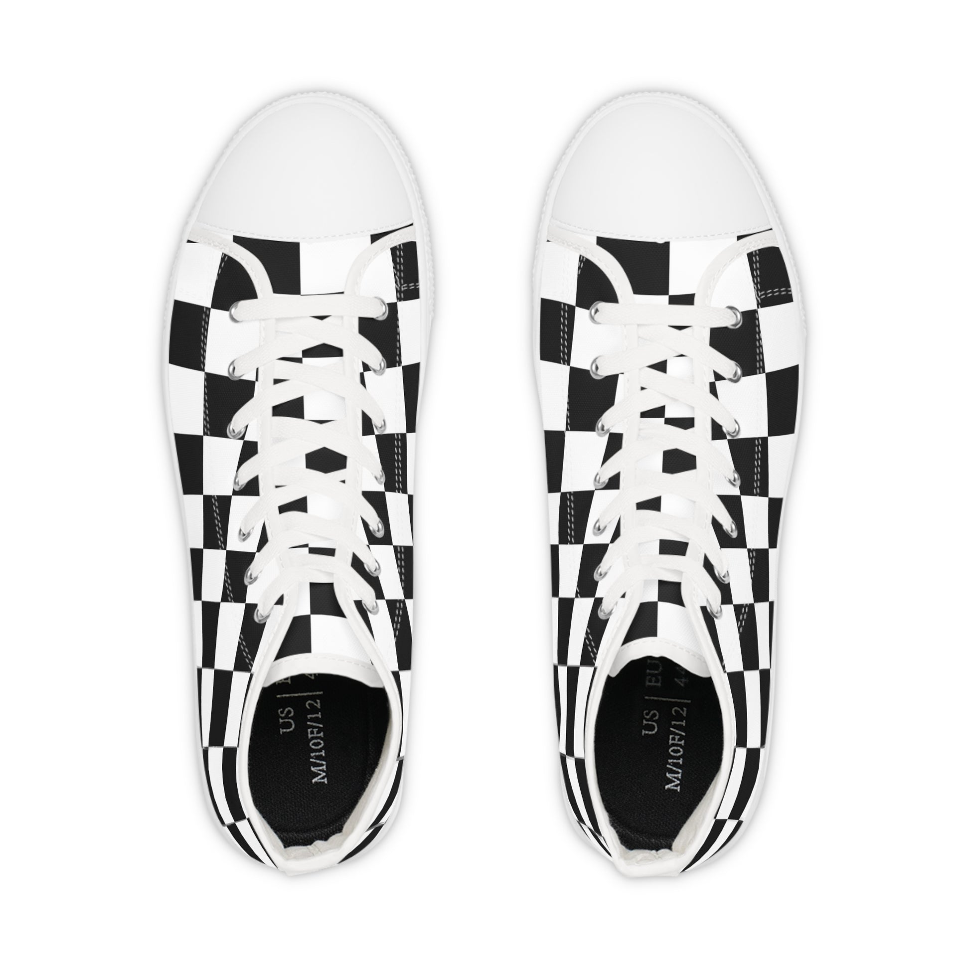 Checkerboard Black and White Men's High Top Sneakers, Artsulli - Art is Long, Life is Short, Shoes, , , , , , , 