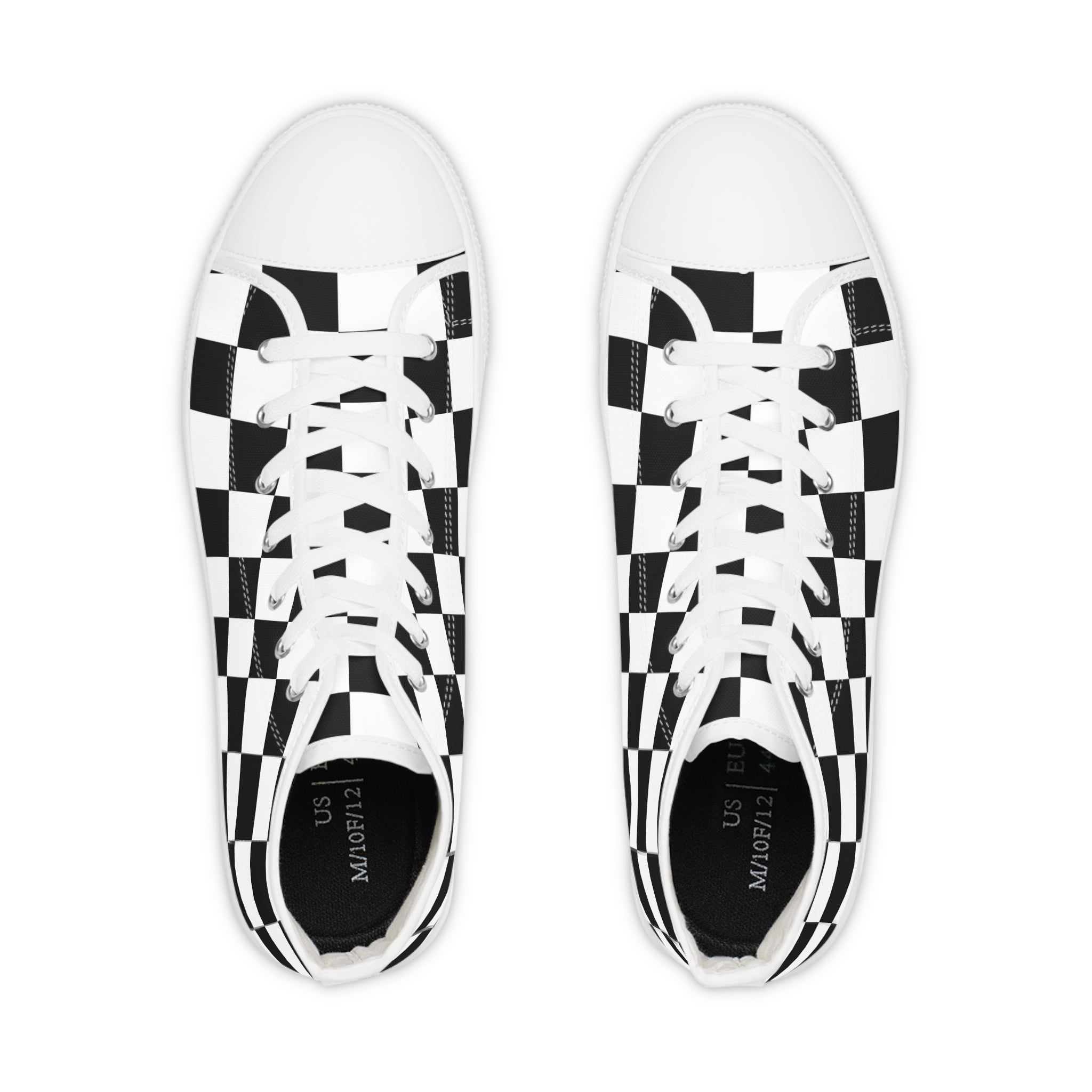 Checkerboard Black and White Men's High Top Sneakers, Artsulli - Art is Long, Life is Short, Shoes, , , , , , , 