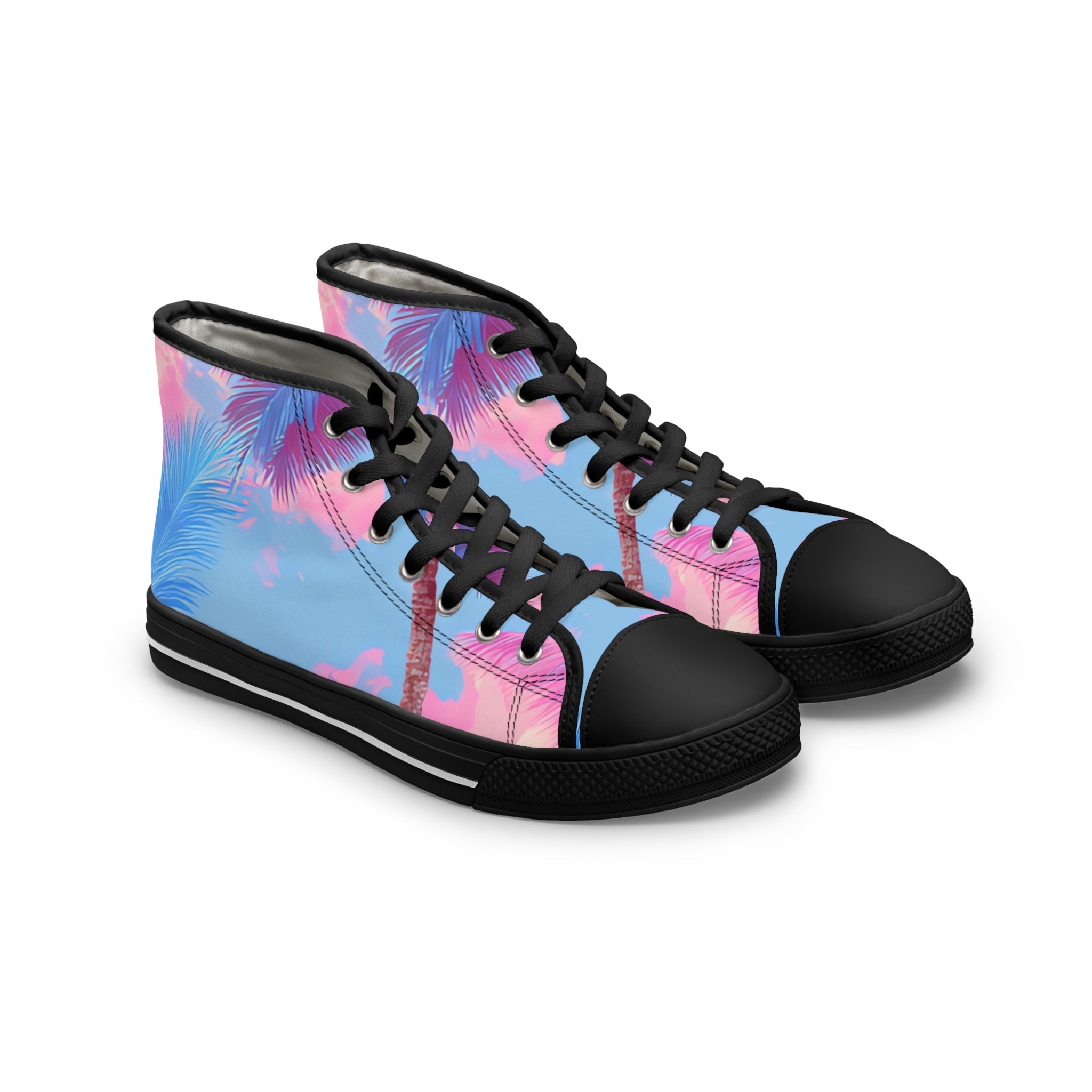 Ethereal Pastel Palms Women's High Top Sneakers, Artsulli - Art is Long, Life is Short, Shoes, Size, US 5.5, Color, Black sole, , , 30353739591747308639