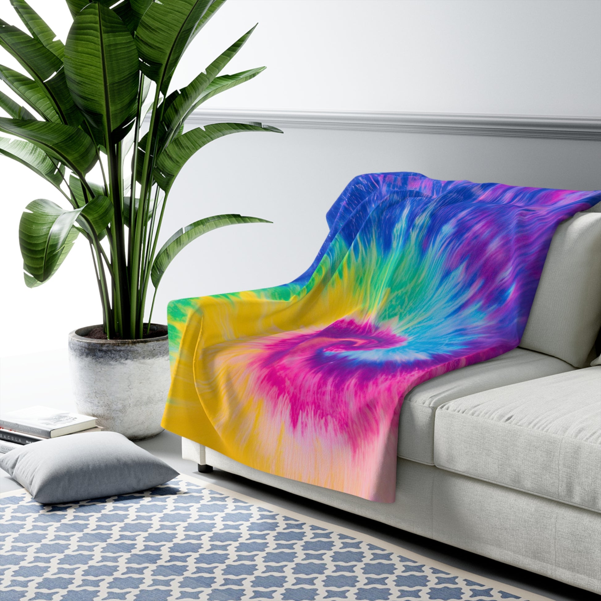Psychedelic Tie Dye Sherpa Fleece Blanket, Artsulli - Art is Long, Life is Short, Home Decor, , , , , , , 