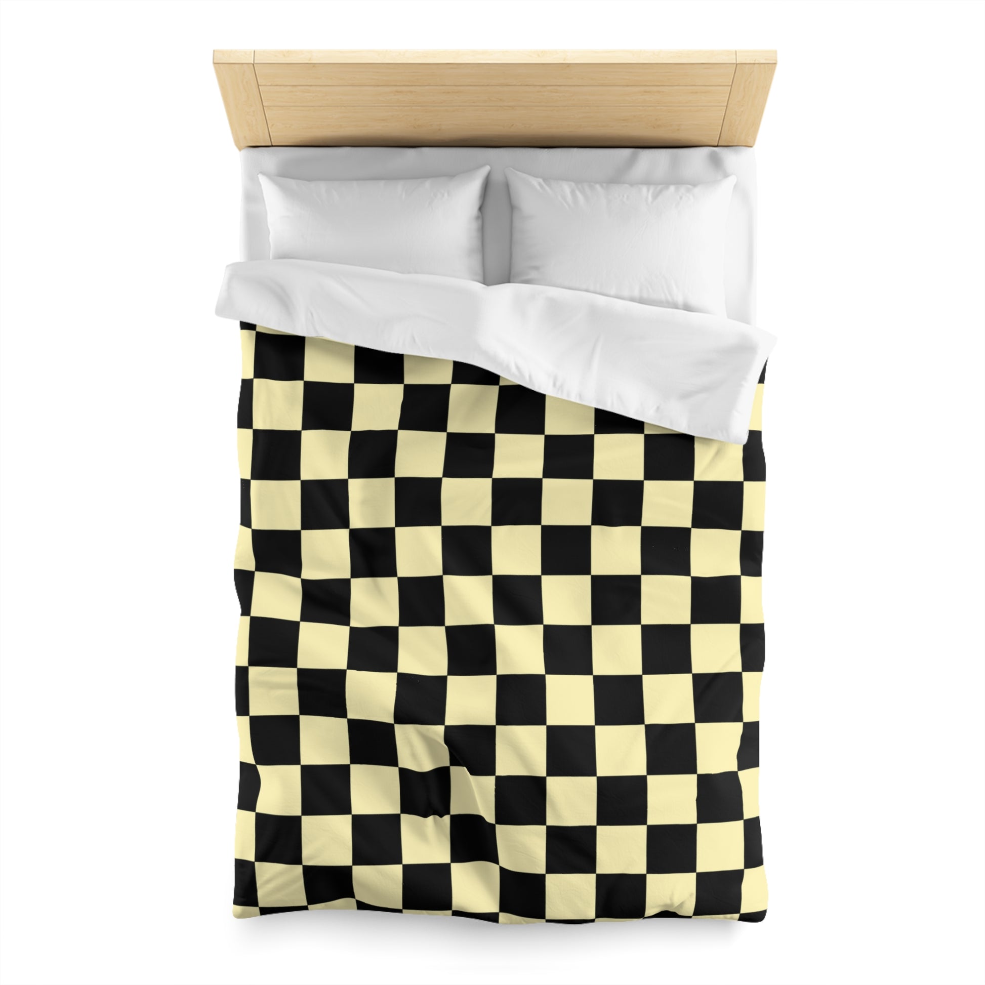 Checkerboard Black and Yellow Microfiber Duvet Cover, Artsulli - Art is Long, Life is Short, Home Decor, , , , , , , 