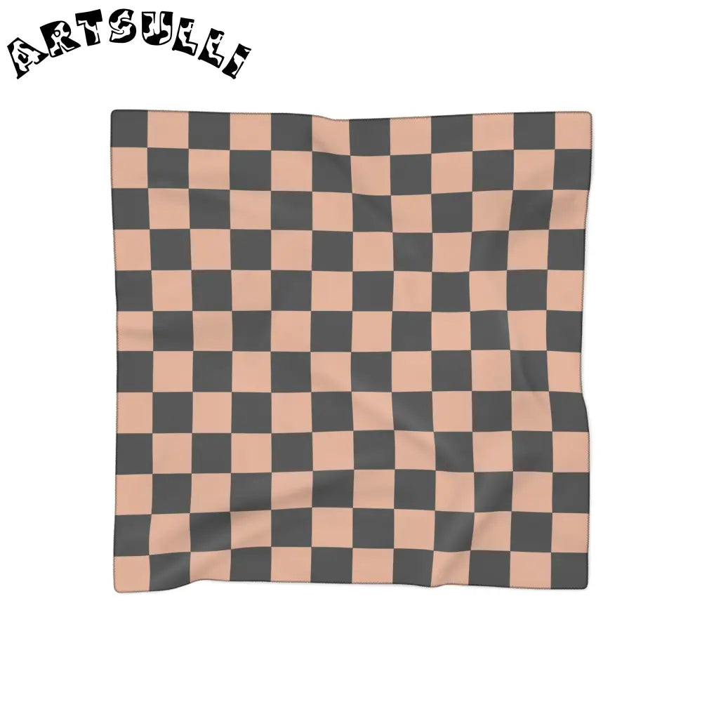 JAKKOUTTHEBXX Checkerboard Soft Orange and Black Poly Scarf