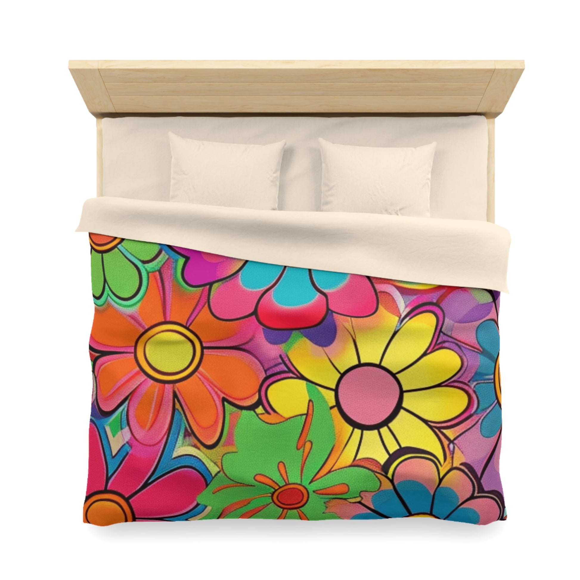 Chromatic Daisy Dream Microfiber Duvet Cover, Artsulli - Art is Long, Life is Short, Home Decor, , , , , , , 