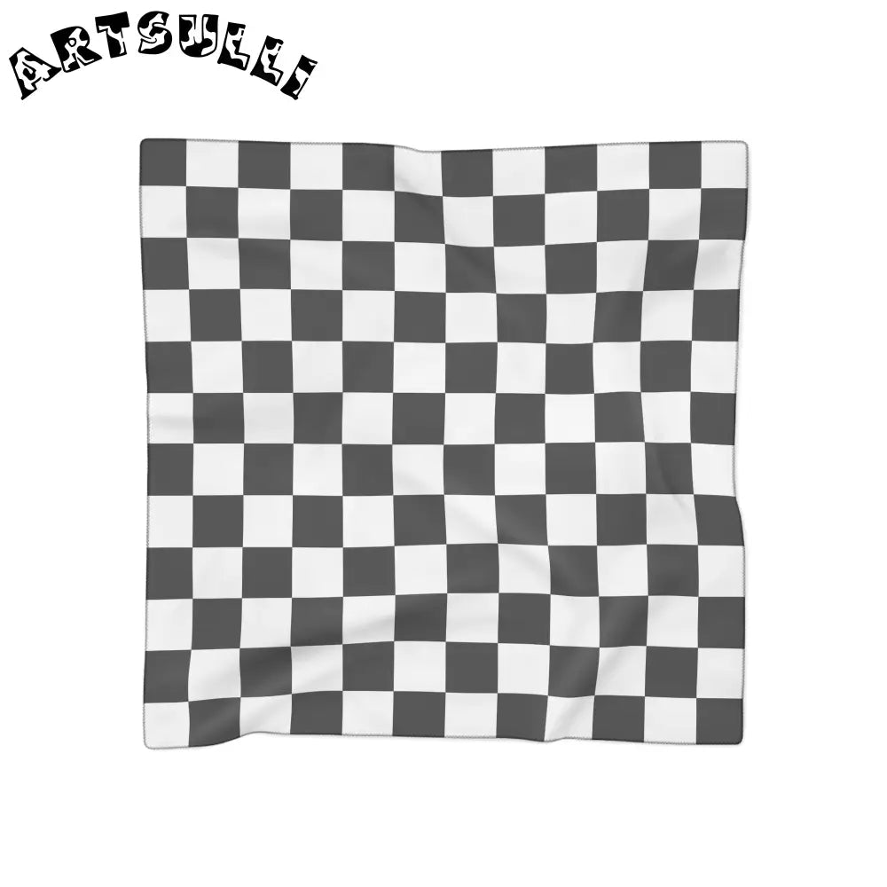 JAKKOUTTHEBXX Checkerboard Black and White Poly Scarf JAKKOUTTHEBXX