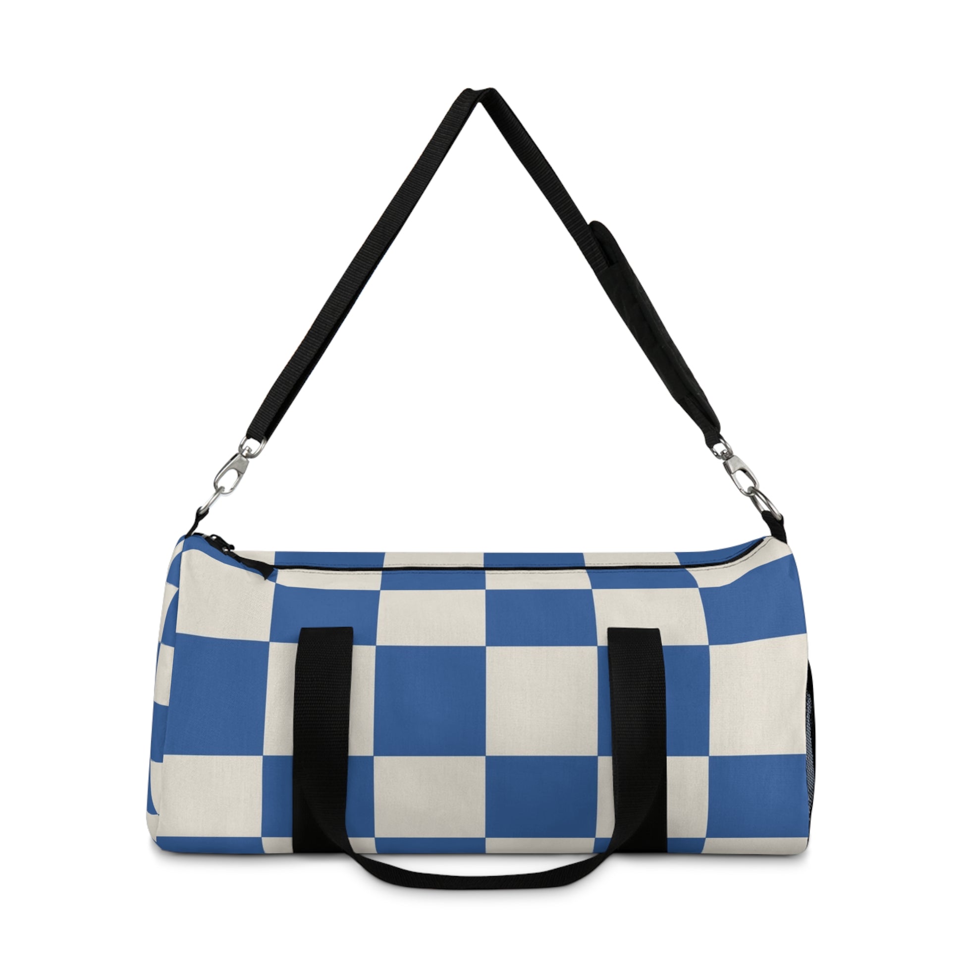 Checkerboard Blue Duffel Bag, Artsulli - Art is Long, Life is Short, Bags, , , , , , , 