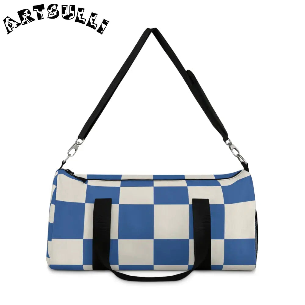 JAKKOUTTHEBXX Checkerboard Blue Duffel Bag JAKKOUTTHEBXX Artsulli