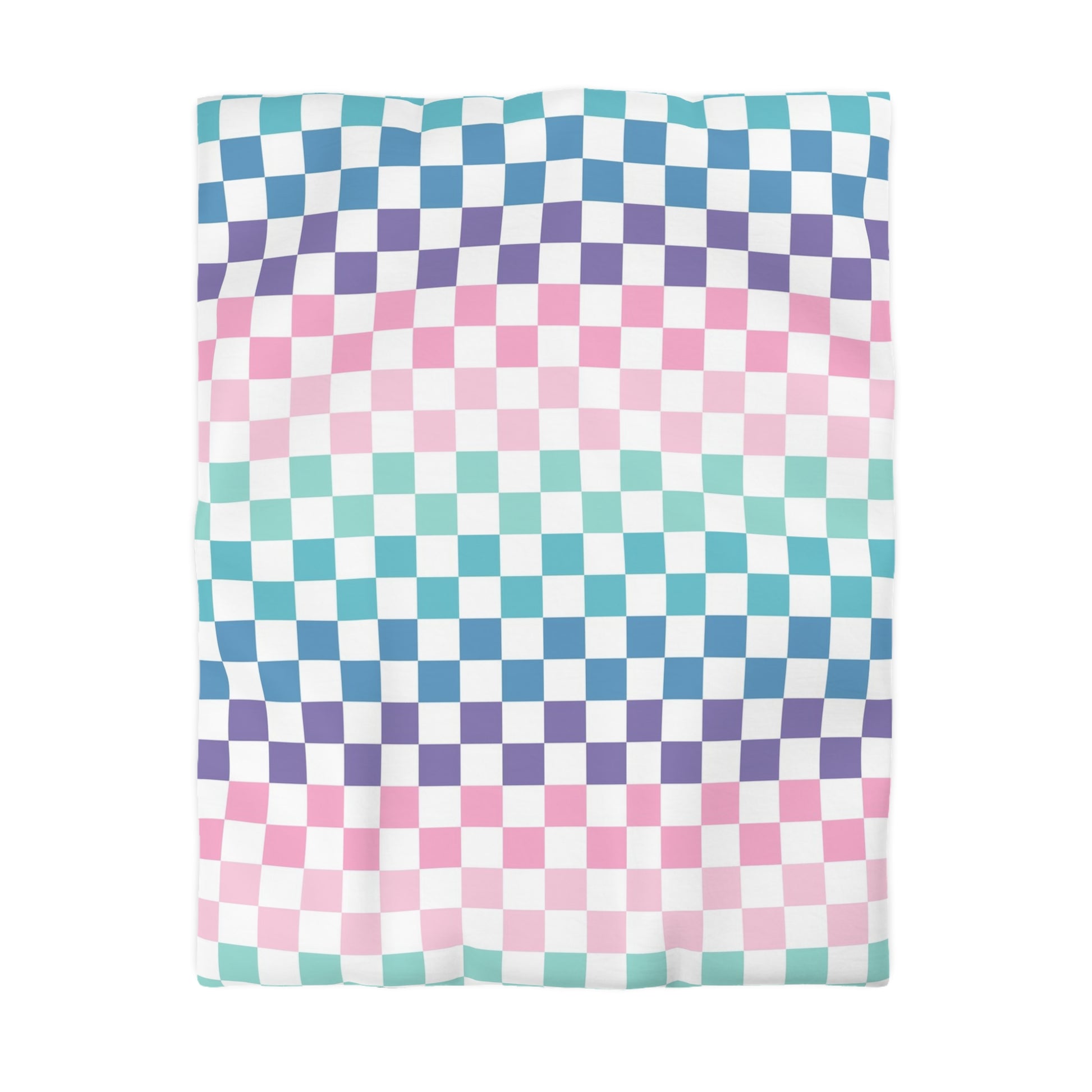 Vaporwave Rainbow  Checkerboard Multi-Color Microfiber Duvet Cover, Artsulli - Art is Long, Life is Short, Home Decor, Size, Twin, Color, Cream, , , 20477500282444584928