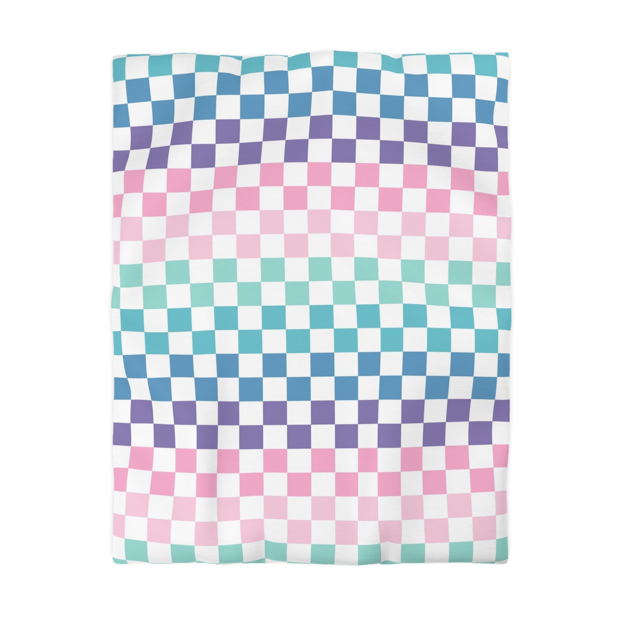 Vaporwave Rainbow  Checkerboard Multi-Color Microfiber Duvet Cover, Artsulli - Art is Long, Life is Short, Home Decor, Size, Twin, Color, Cream, , , 20477500282444584928