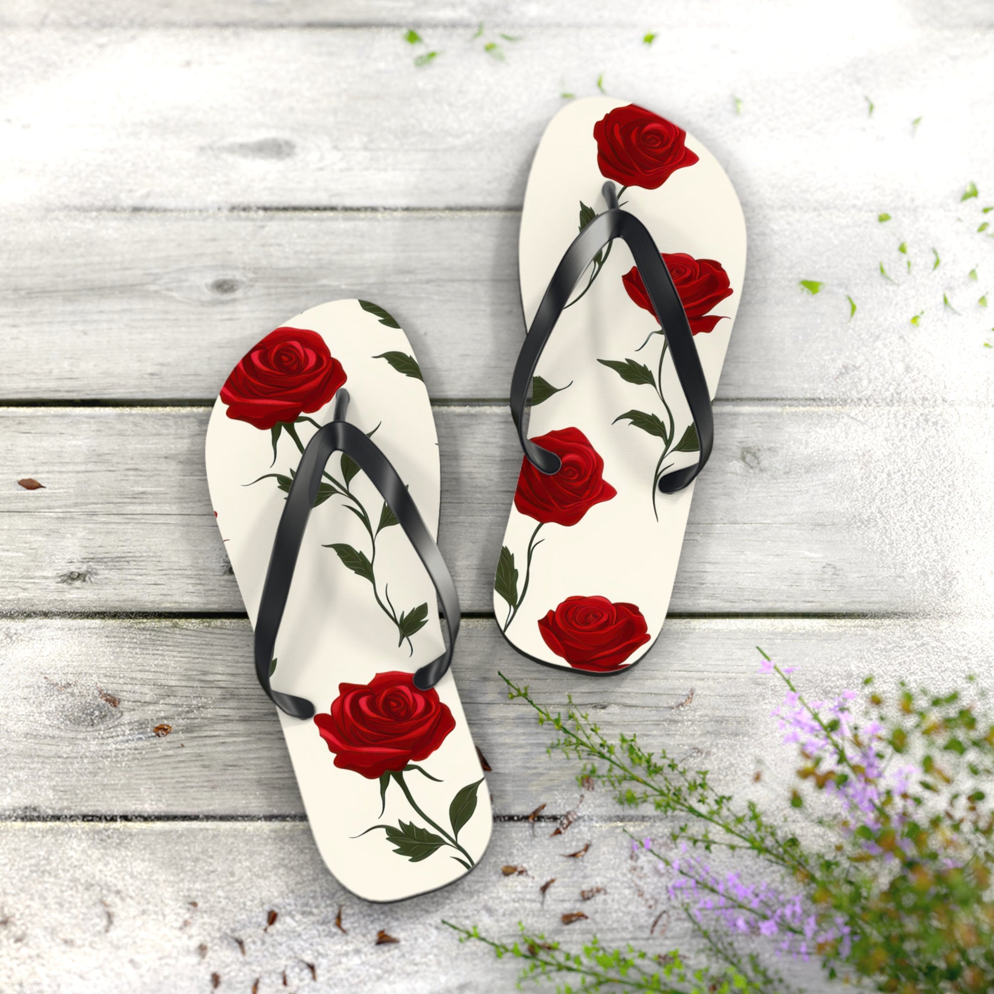 Red Roses Flip Flops, Artsulli - Art is Long, Life is Short, Shoes, , , , , , , 