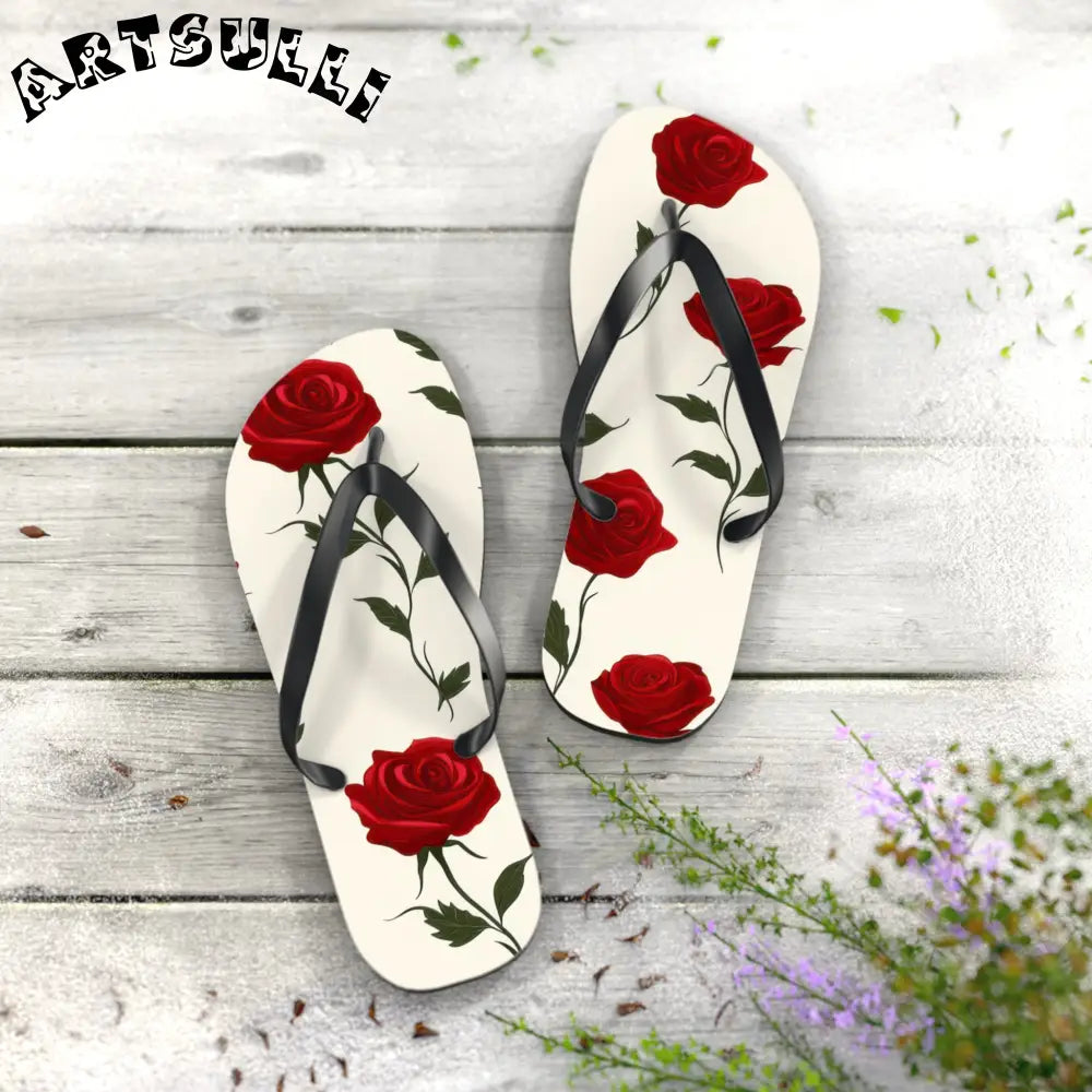 JAKKOUTTHEBXX Red Roses Flip Flops JAKKOUTTHEBXX Artsulli - Art