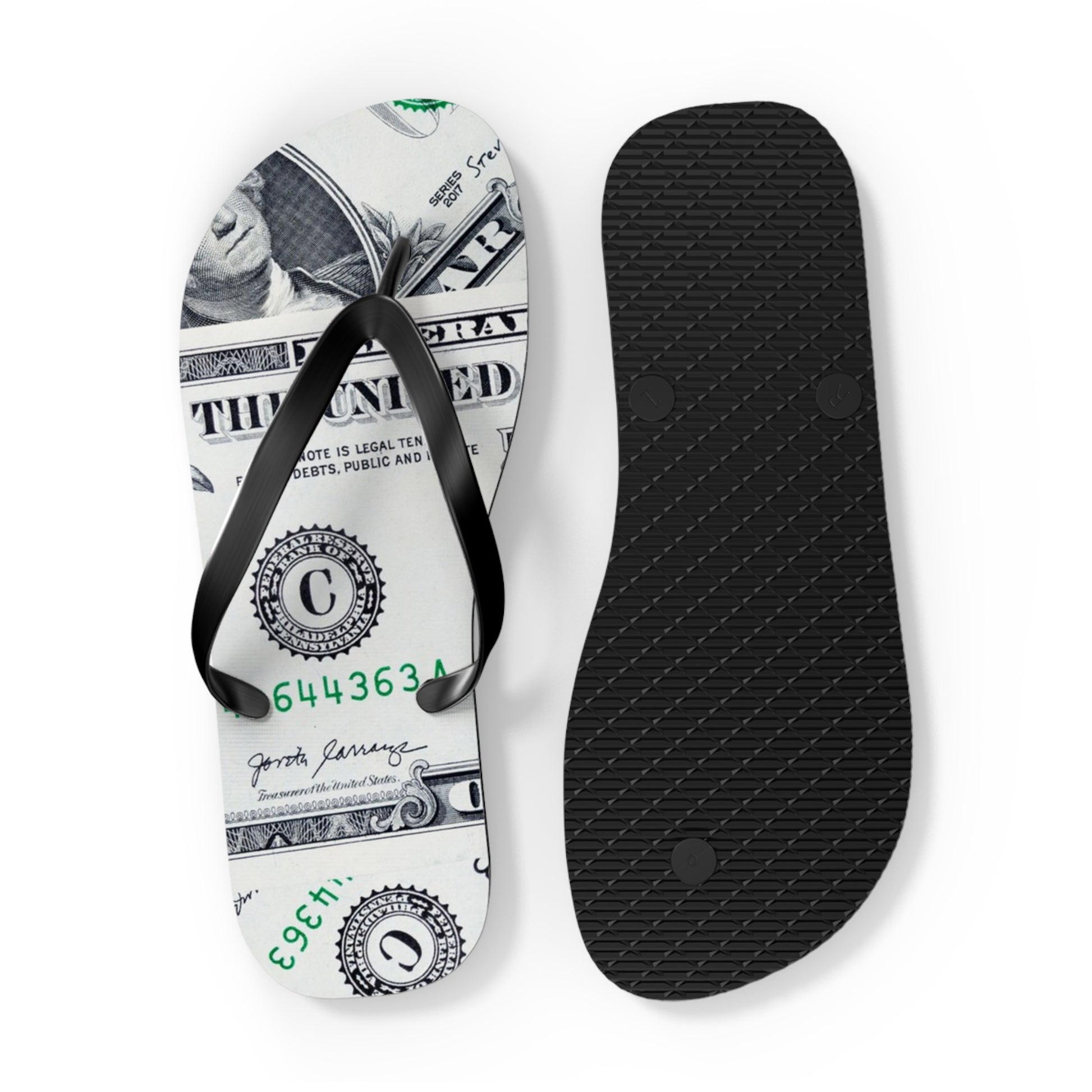 Money Collage Flip Flops, Artsulli - Art is Long, Life is Short, Shoes, , , , , , , 