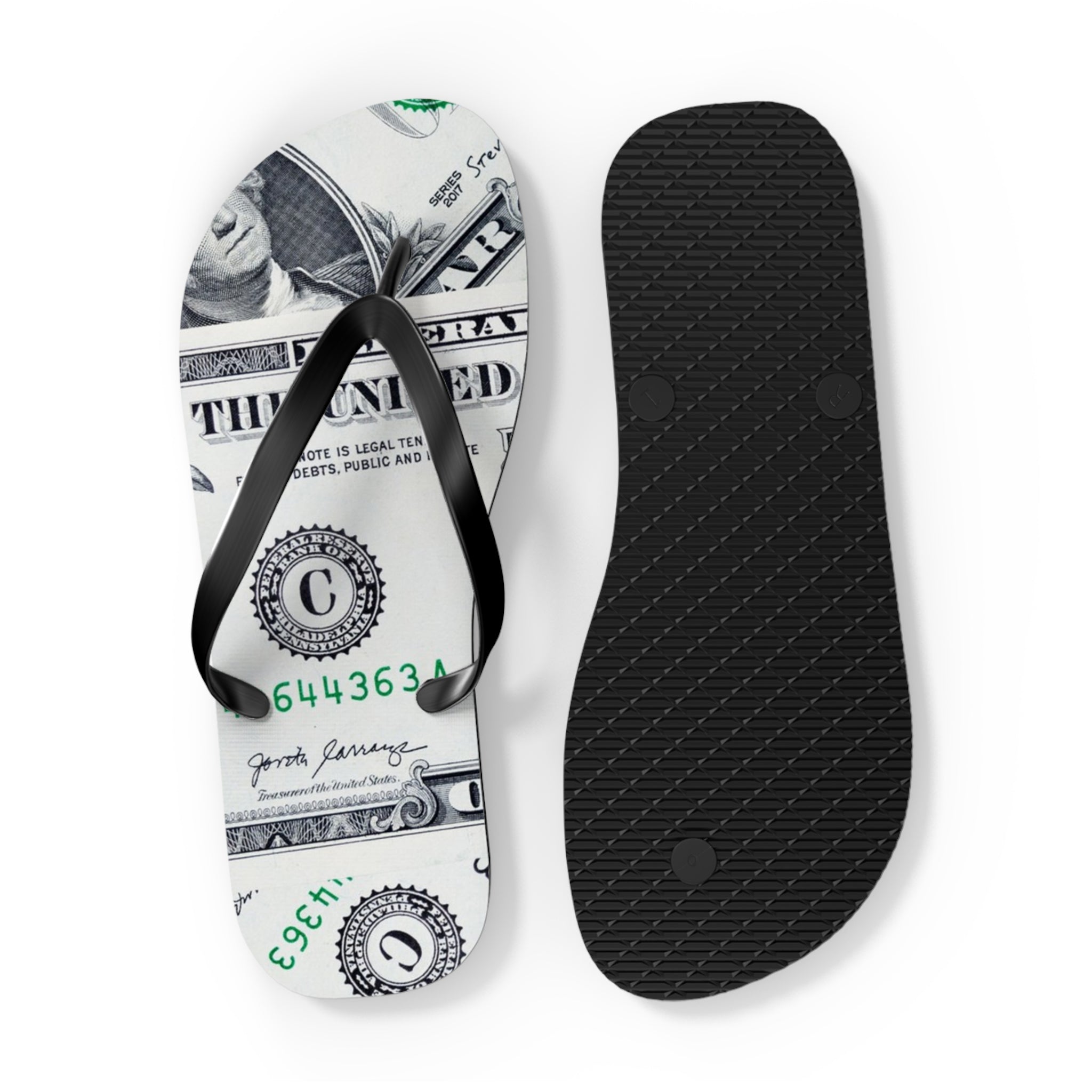 Money Collage Flip Flops, Artsulli - Art is Long, Life is Short, Shoes, , , , , , , 
