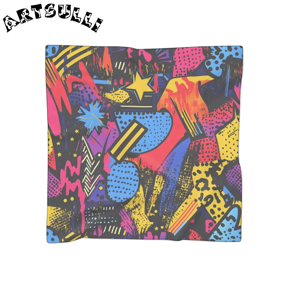 JAKKOUTTHEBXX Retro Riot 80s Graffiti Stars Poly Scarf JAKKOUTTHEBXX