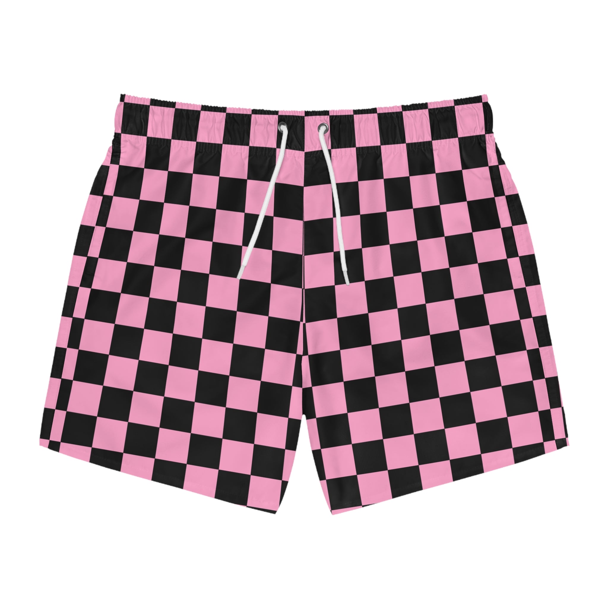 Checkerboard II Black and Pink Swim Trunks (AOP), Artsulli - Art is Long, Life is Short, All Over Prints, Size, XS, Color, Seam thread color automatically matched to design, , , 23497425428600832854