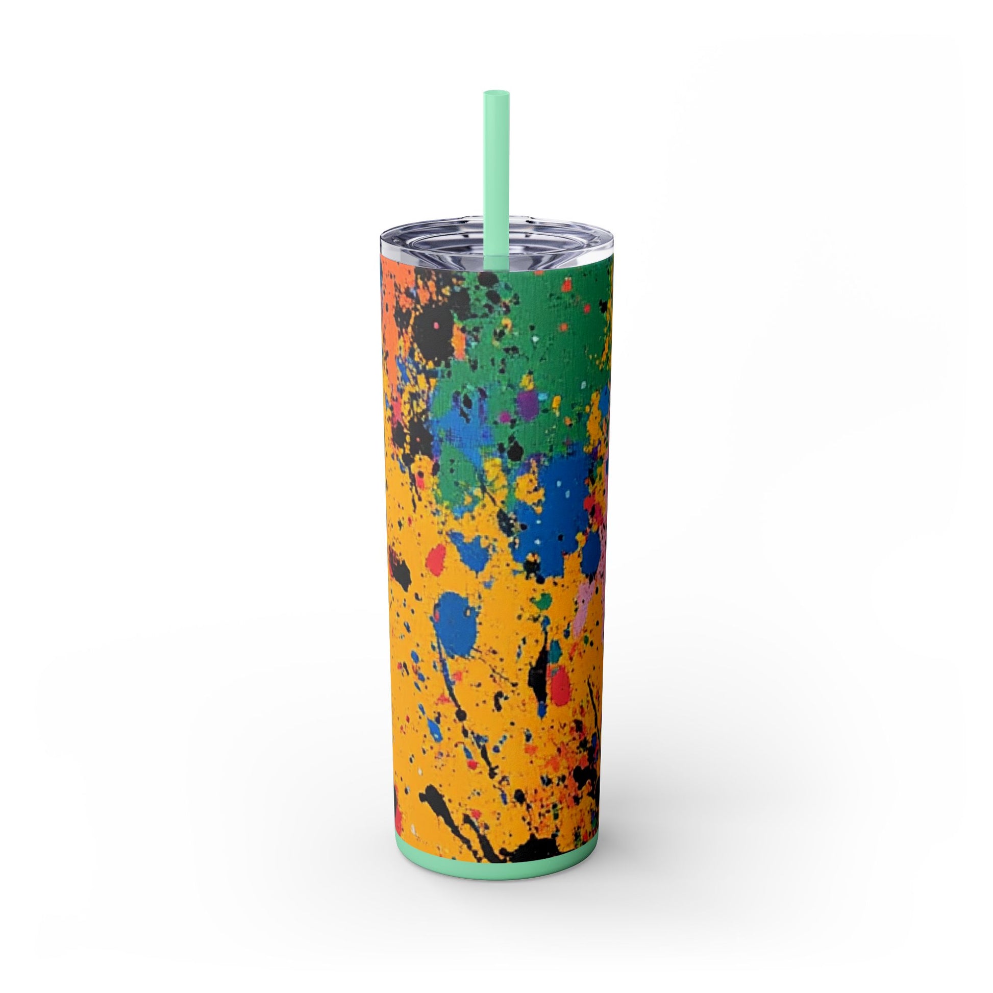The Colors Of Paint Splatter Skinny Tumbler with Straw, 20oz, Artsulli - Art is Long, Life is Short, Mug, Finish, Glossy, Color, Mint, Size, 20oz, 12622444517353