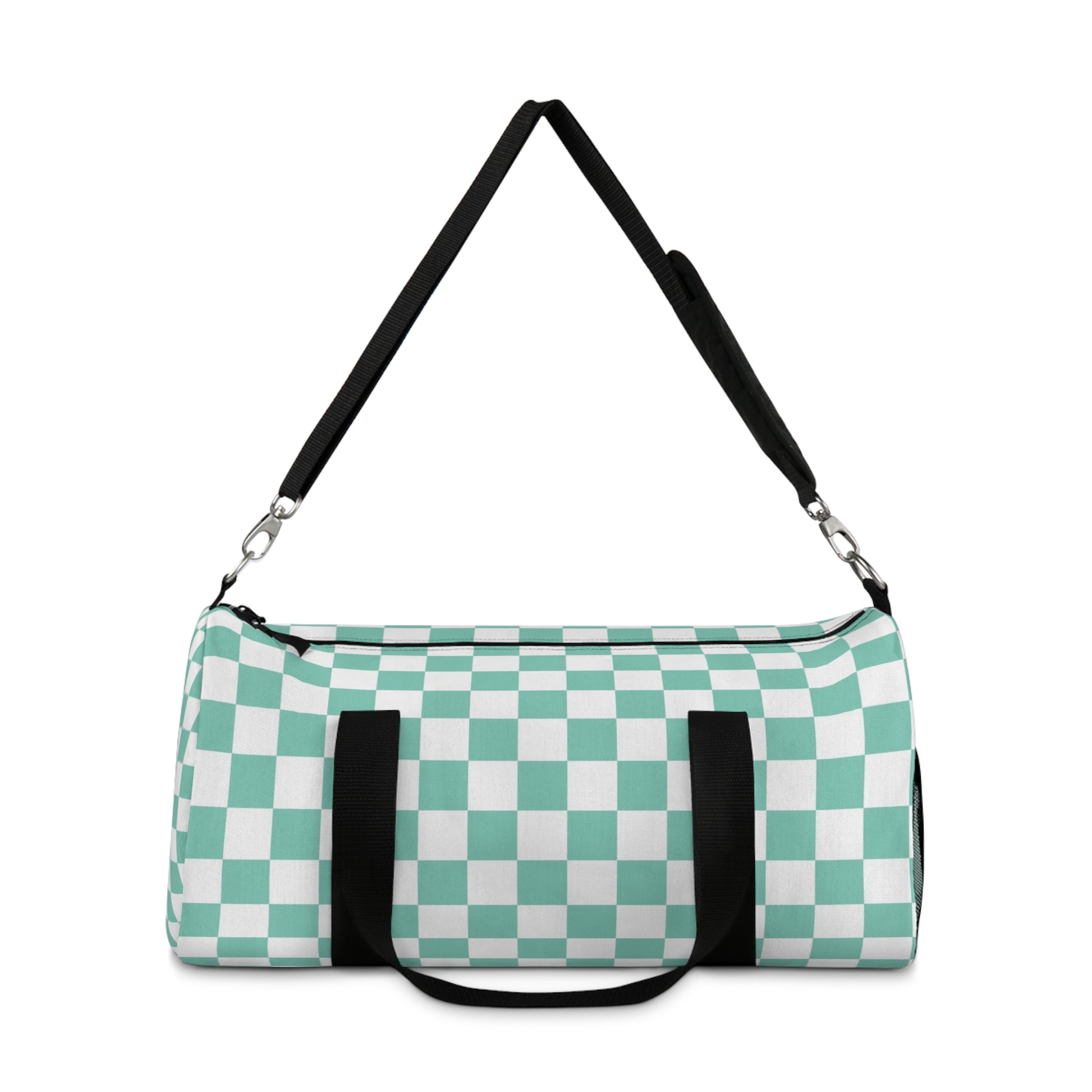 Checkerboard Light Green Duffel Bag, Artsulli - Art is Long, Life is Short, Bags, , , , , , , 