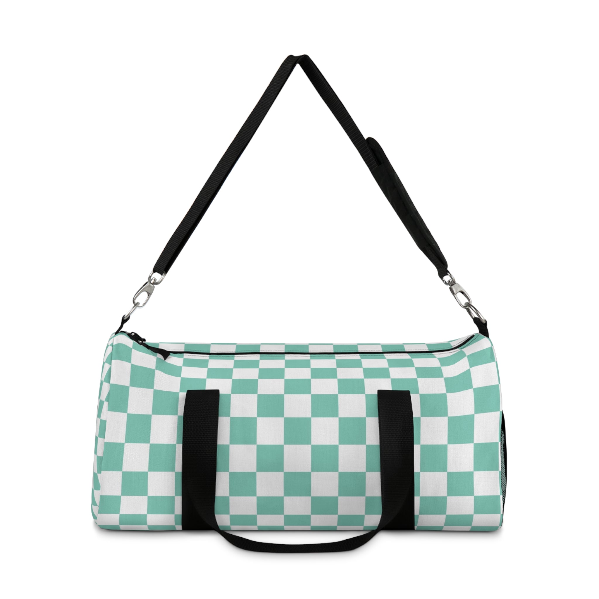 Checkerboard Light Green Duffel Bag, Artsulli - Art is Long, Life is Short, Bags, , , , , , , 