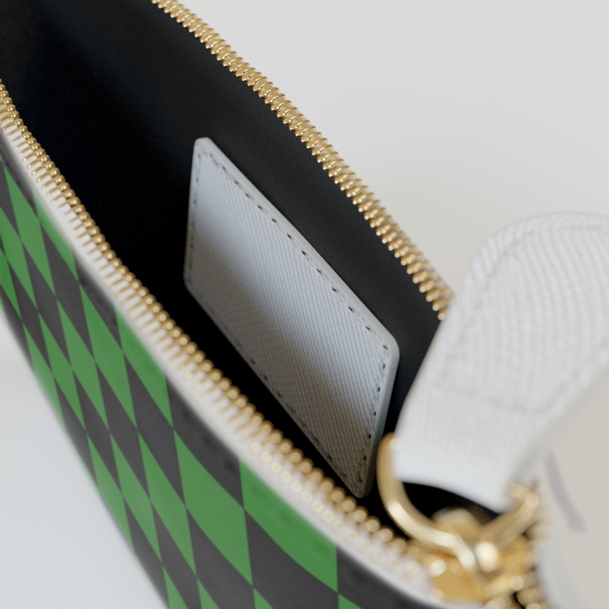 Checkerboard Green and Black Mini Clutch Bag, Artsulli - Art is Long, Life is Short, Bags, , , , , , , 