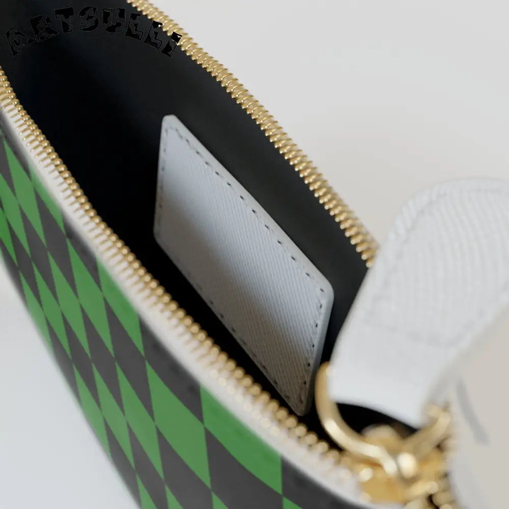 JAKKOUTTHEBXX Checkerboard Green and Black Mini Clutch Bag