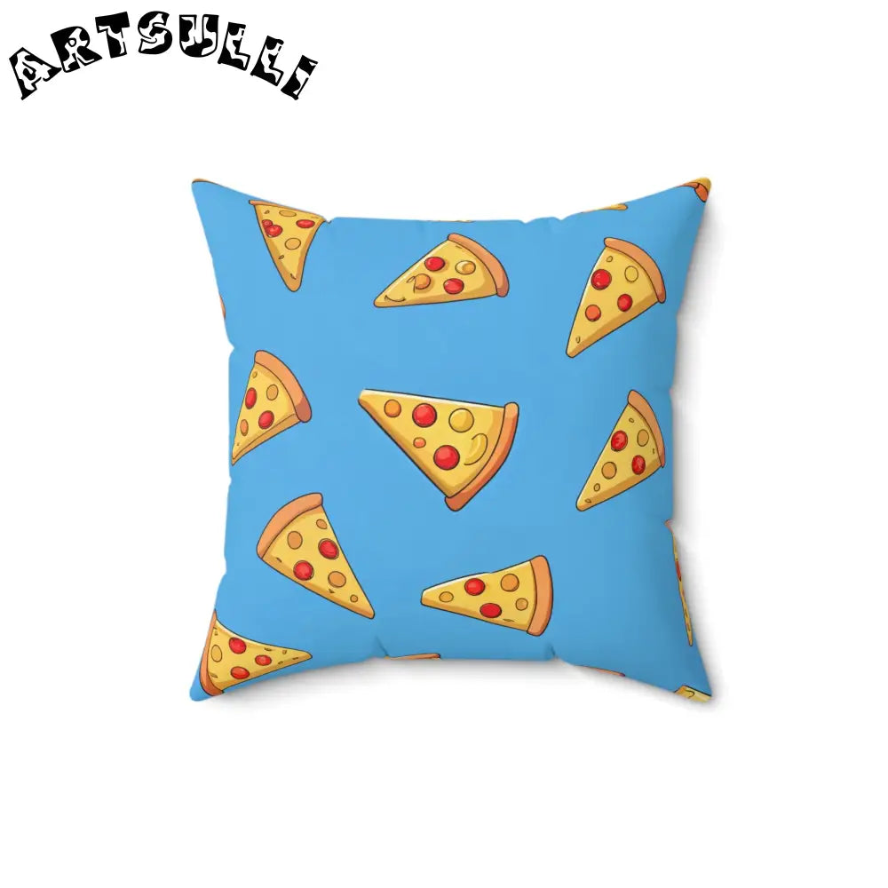 JAKKOUTTHEBXX Blue Pizza Dreamscape Spun Polyester Square Pillow