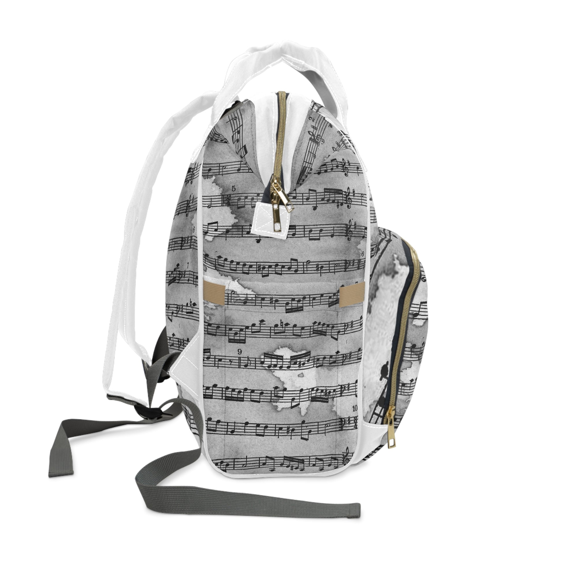Drip Spill Type Beat Sheet Music Black Multifunctional Diaper Backpack, Artsulli - Art is Long, Life is Short, Bags, , , , , , , 