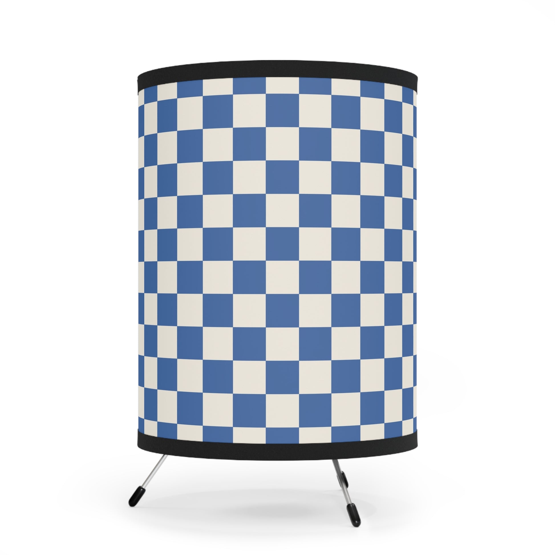 Checkerboard Blue Tripod Lamp with High-Res Printed Shade, US\CA plug, Artsulli - Art is Long, Life is Short, Home Decor, , , , , , , 